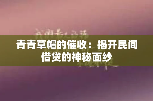 青青草帽的催收：揭开民间借贷的神秘面纱