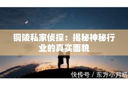 铜陵私家侦探：揭秘神秘行业的真实面貌