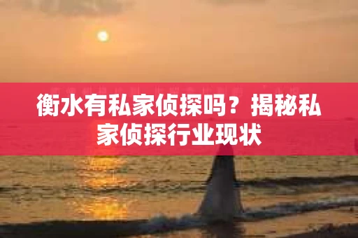 衡水有私家侦探吗？揭秘私家侦探行业现状