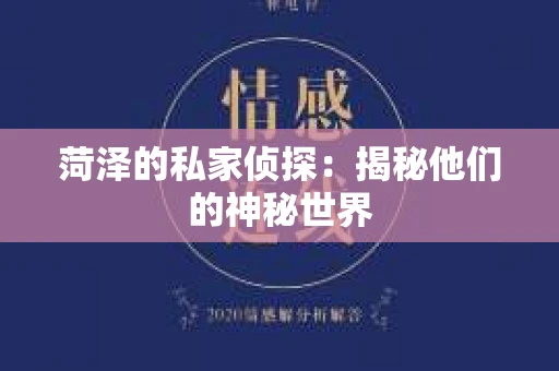 菏泽的私家侦探：揭秘他们的神秘世界