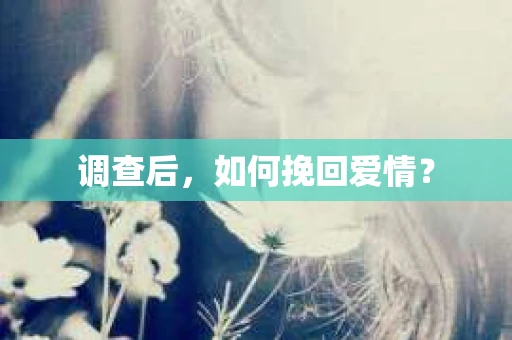调查后，如何挽回爱情？